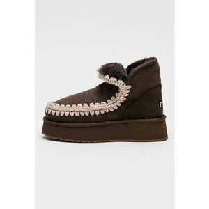 Ghete slip-on din piele intoarsa Mini Eskimo - Maro inchis/Alb murdar imagine