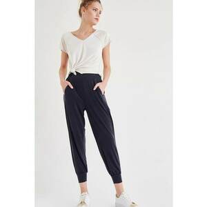 Pantaloni jogger din amestec de modal - Negru stins imagine