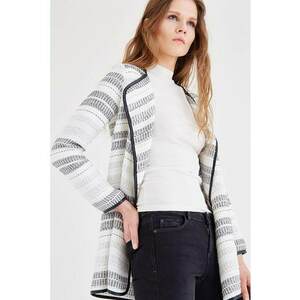 Cardigan fara inchidere cu model in dungi - Alb/Negru imagine