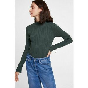 Pulover striat cu inele metalice - Verde padure imagine