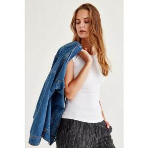 Tricou slim fit cu maneci clopot - Alb optic imagine