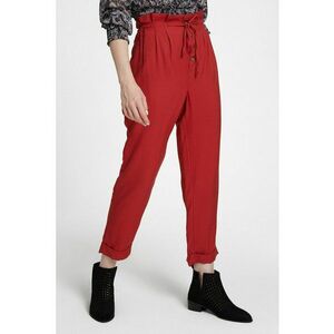 Pantaloni crop cu talie inalta si model in carouri - Rosu inchis imagine