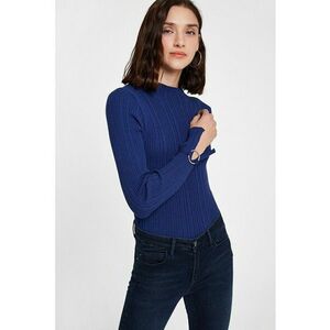 Pulover striat cu inele metalice - Bleumarin imagine