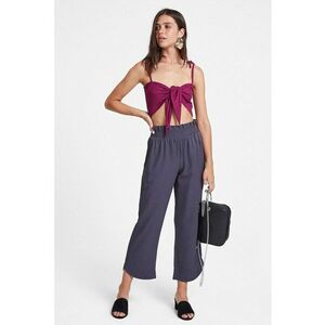 Pantaloni crop cu banda elastica in talie - Albastru ultramarin imagine