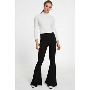 Pulover striat slim fit cu guler inalt - Alb imagine