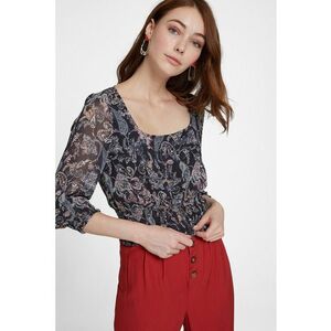 Bluza din sifon cu imprimeu paisley - Maro/Bleumarin imagine