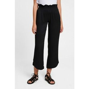 Pantaloni crop cu banda elastica in talie - Negru imagine