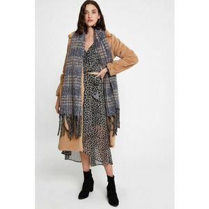 Bluza din sifon cu model animal print - Negru/Gri deschis/Maro camel imagine