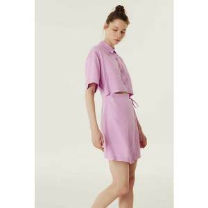 Rochie-camasa din amestec de lyocell cu model 2 in 1 - Roz deschis imagine