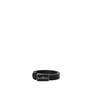 Curea din piele cu catarama cu logo Celeste Lux - Negru/Argintiu imagine