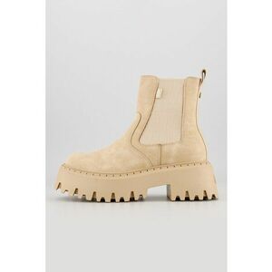 Ghete Chelsea de piele nabuc ecologica Aspen - Maro camel imagine