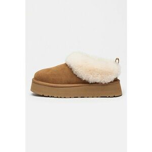 Ghete de piele intoarsa fara inchidere cu blana - Maro camel imagine