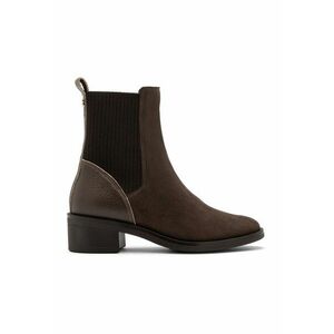 Ghete de piele cu segmente textile Bianka - Maro inchis imagine