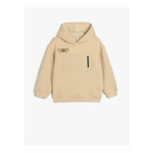 Hanorac regular fit cu model text - Bej imagine
