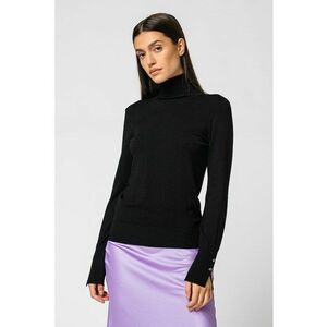 Pulove cu mansete cu nasturi si guler inalt - Negru imagine