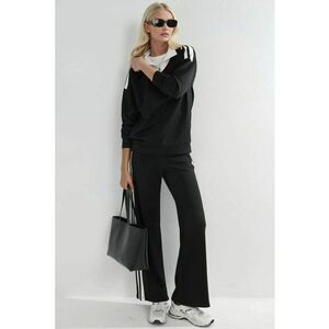 Compleu dama - din doua piese - pantaloni largi - negru - jerseu imagine