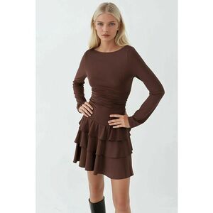 Rochie mini - maro cafeniu - jerseu imagine