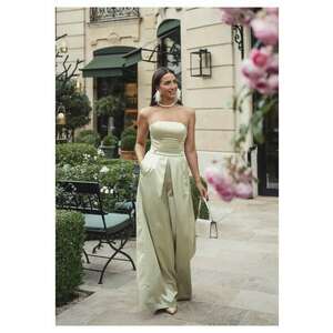 Pantaloni Satinati Verde Aloe - Paloma imagine