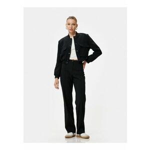 Pantaloni cu croiala ampla si talie inalta - Negru imagine