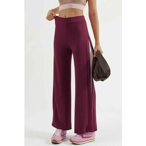 Pantaloni dama - Colectia Bersan - talie normala - picior larg - rosu - textil imagine