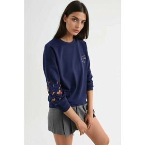 Hanorac dama - brodat - albastru marin - textil imagine