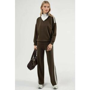 Trening lifestyle - cu fermoar - largi - maro - material tricotat imagine