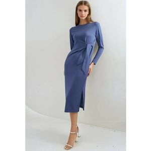 Rochie Midi - Albastru - din jerseu imagine