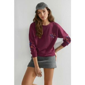 Hanorac dama - brodat - rosu - textil imagine