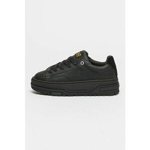 Pantofi sport flatform din piele ecologica cu garnitura din piele intoarsa Lhana - Negru imagine