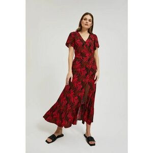Rochie cu decolteu in V si imprimeu tropical L-SU-4345 - Rosu imagine