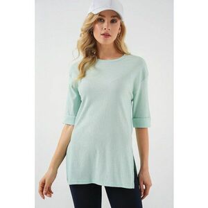 Tricou dama HiCCUP - texturat maneca scurta -verde poliester - Verde menta imagine