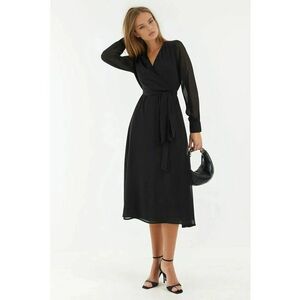 Rochie midi A-line - cu nasturi - Negru imagine