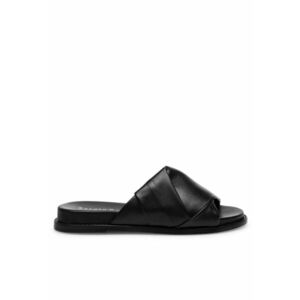 Slapi dama - piele naturala - negru - imagine