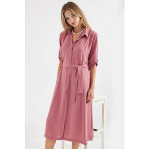 Rochie cu camasa Roz Paduros - Roz imagine