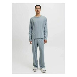 Set pijamale barbati din bumbac - format din tricou cu maneca lunga si pantaloni lungi - Gri albastrui imagine
