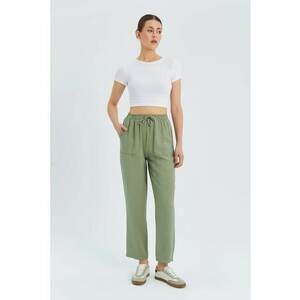 Pantaloni dama talie inalta verde salvie - Verde salvie imagine