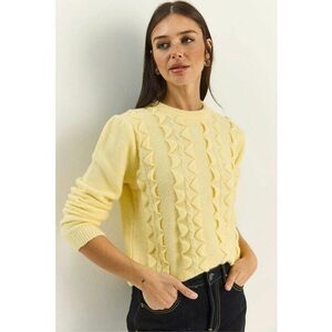 Pulover dama - texturat - galben chihlimbar - tricot - One Size imagine