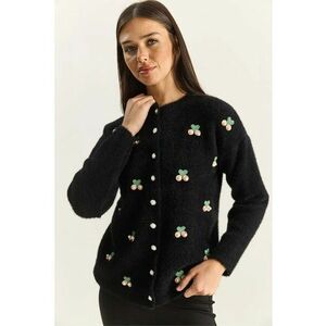Cardigan brodat - negru - tricot - One Size imagine