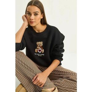 Bluza dama - maneca lunga - guler rotund - negru - textil imagine
