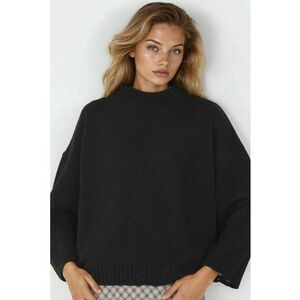 Pulover dama - supradimensionat - negru - tricot - One Size imagine