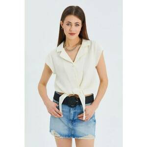 Camasa dama - camasa scurta - detaliu funda - natural - textil imagine