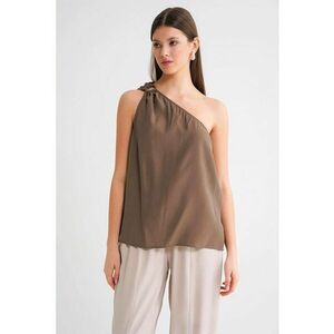 Top dama - guler asimetric - maro mocca - textil imagine