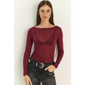 Bluza dama - semi-transparenta - rosu burgundy - bumbac imagine