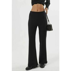 Pantaloni dama - cu talie inalta - picior drept - negru - textil imagine