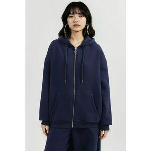 Hanorac pentru dama - oversized - bumbac/poliester - bleumarin imagine