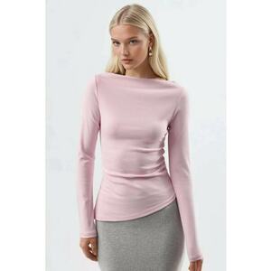 Bluza dama - bumbac - roz pudra - jerseu imagine