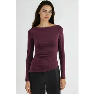 Bluza dama - bumbac - decolteu barca - mov imagine