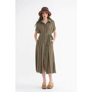 Rochie tip camasa - kaki - textil imagine