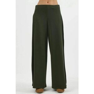Pantaloni dama - plisati picior verde padure - textil - Verde padure imagine