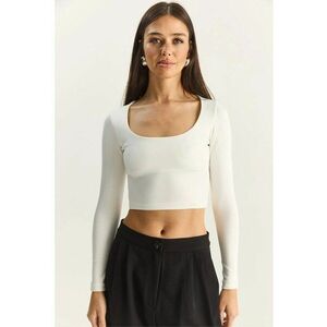 Bluza scurta dama alb - jerseu imagine